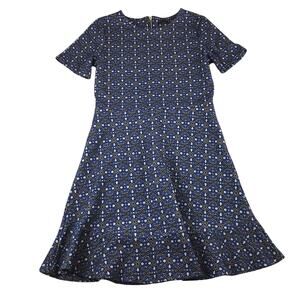 Sfera Collection Small Size 28 Blue Floral Short Sleeve Dress Zip Back NWOT